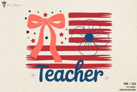 4th of July Coquette Bow Teacher SVG PNG