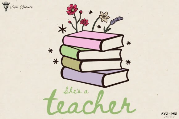 Christian She's a Teacher SVG PNG: A Delicate Embroidery Design