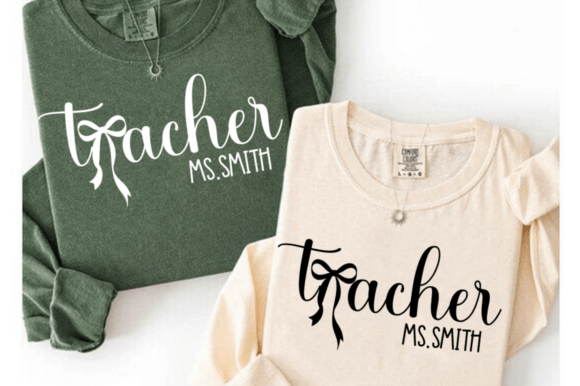 Coquette Bow Teacher SVG for Embroidery