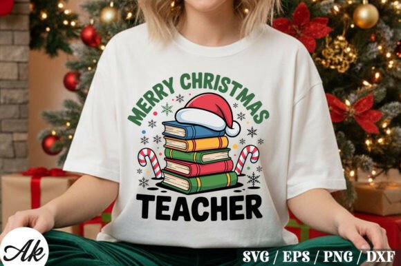Merry Christmas Teacher SVG for Festive Embroidery