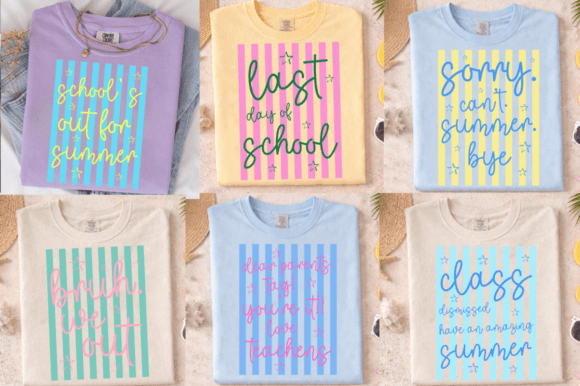 Neon Striped School Summer SVG for Embroidery